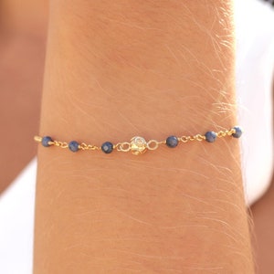 Portuguese Beaded Bracelet • 24k Gold Plated / 925 Sterling Silver • Portuguese Viana Filigree Bead & Natural Sapphire • Portuguese Jewelry
