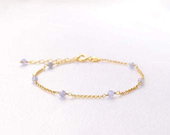 Tanzanite Bracelet • 925 Sterling Silver Tanzanite Bracelet • Simple Gemstone Beaded Bracelet • Delicate Gold Tanzanite Bracelet