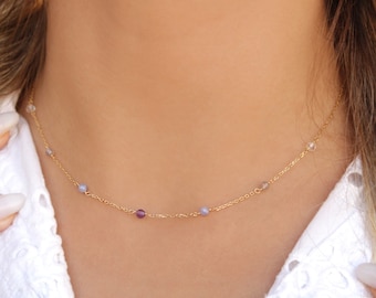 Crown Chakra Necklace • Healing Crystal Necklace • Wisdom, Connection, Spirituality • Minimalist Chakra Choker • 7 Chakra Jewelry
