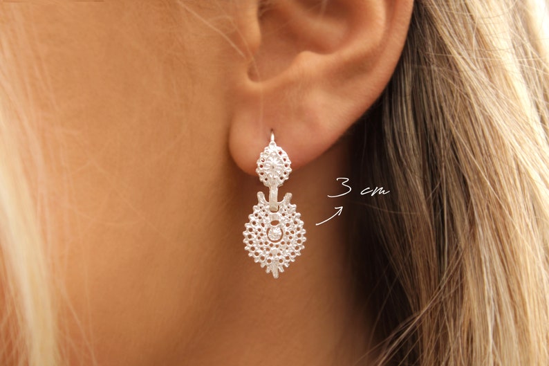 Portuguese Queen Earrings 24k Gold Plated / 925 Sterling Silver Portuguese Filigree Viana Earrings Portuguese Jewelry for Women image 2
