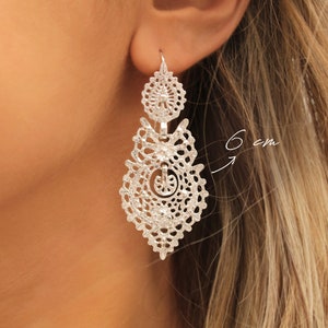 Portuguese Queen Earrings 24k Gold Plated / 925 Sterling Silver Portuguese Filigree Viana Earrings Portuguese Jewelry for Women image 4