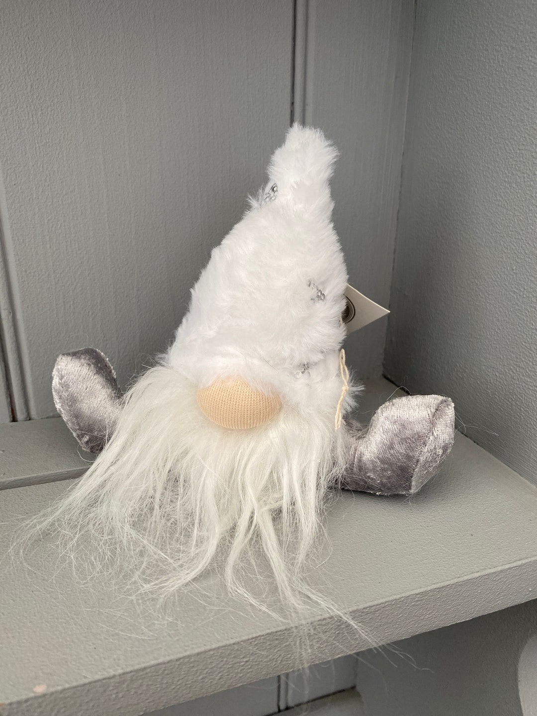 White and Grey Snowflake Hat Gonk / White and Grey Christmas Gonk