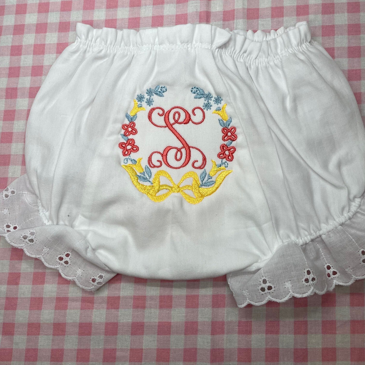 Set of 3 baby girl bloomers with custom monogram Etsy