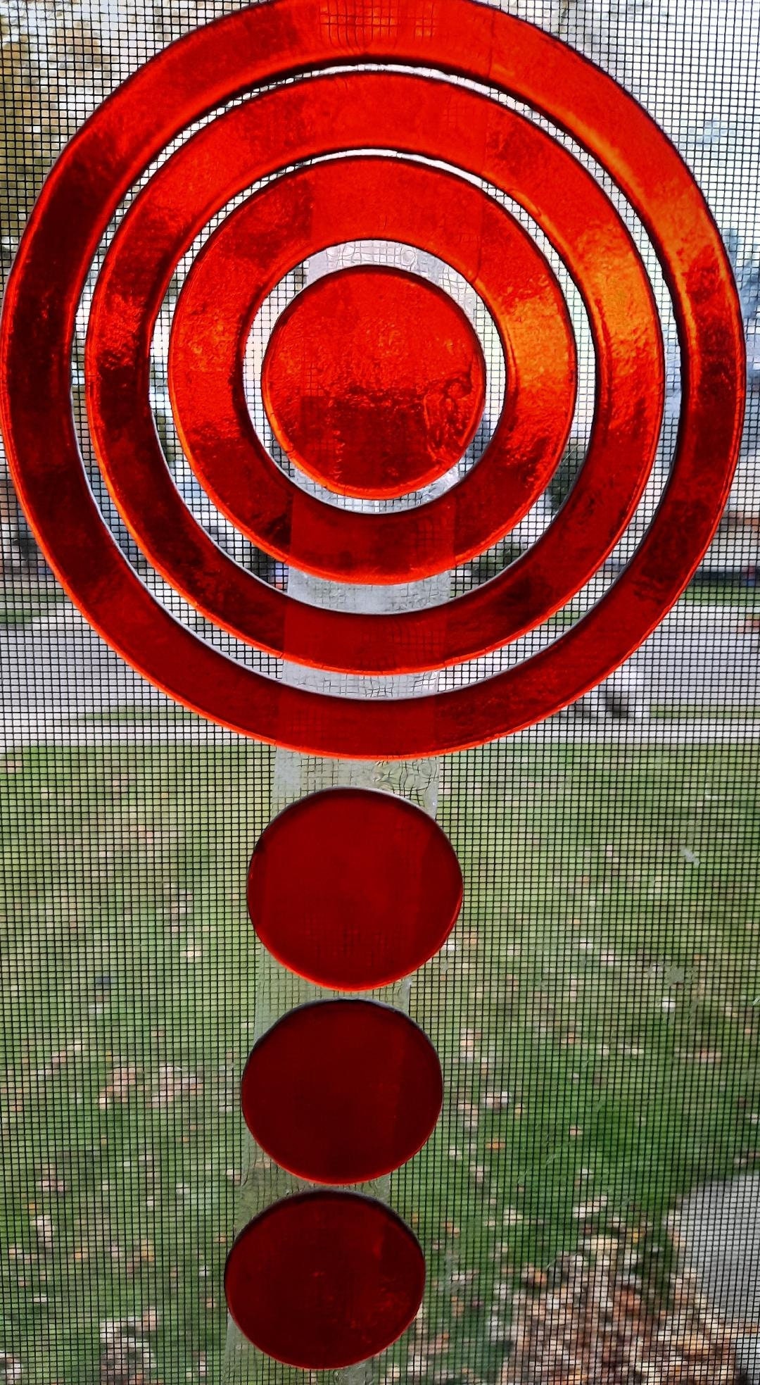 Three Pre Cut Glass Circles/ Rings/dounuts Rustorange Colored Etsy