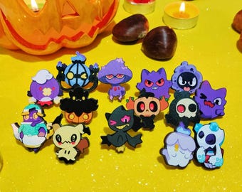 Halloween Wooden Pin ghost type gengar haunter gastly chandelure mimikyu cute froslass banette duskull