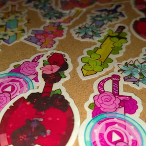 Pegatinas holográficas de espadas zelda link marceline tiempo de aventura finn steven universe rose kingdom heart keyblade shera