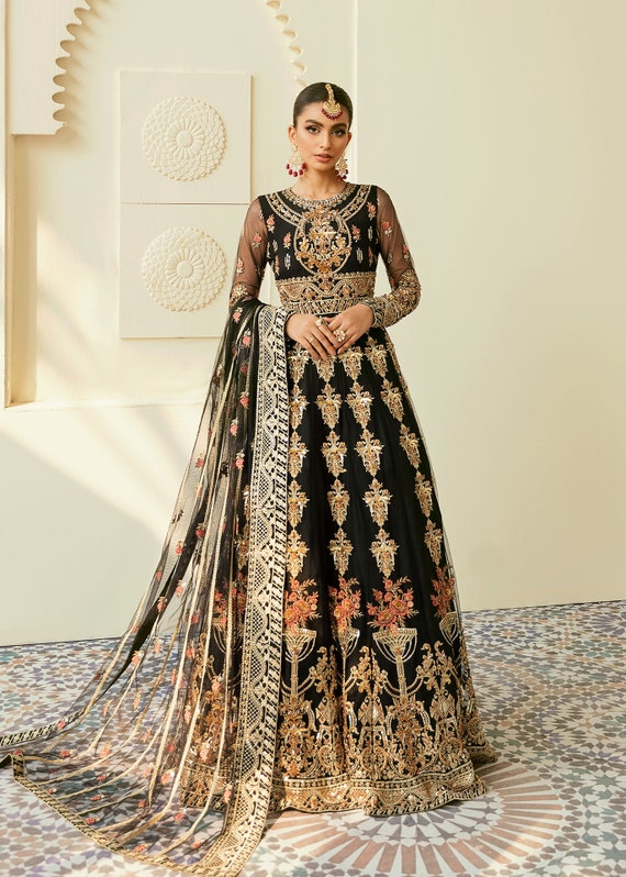 Beautiful Black Indo-western Georgette Gown | Designer party wear dresses,  Indian wedding outfits, Indian fashion dresses