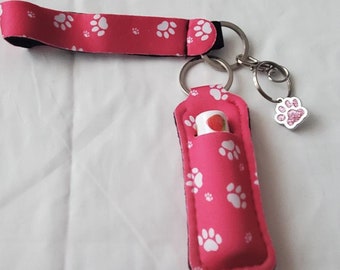 Pink Dog Paw Keychain