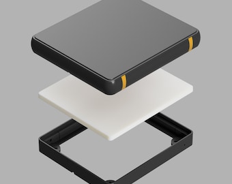 Starlink Mini flat mount with rounded edges & color inserts. RV roof mount. ASA plastic protective case.
