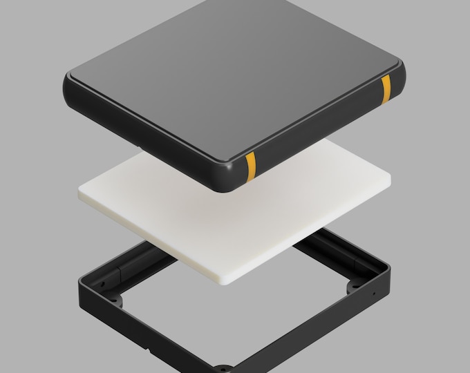 Starlink Mini flat mount with rounded edges & color inserts. RV roof mount. ASA plastic protective case.