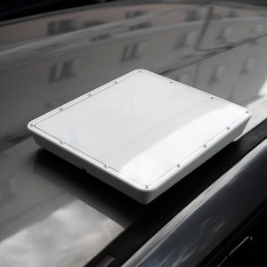 Starlink mini flat mount for rectangular dishy. RV Roof Adaptor. Protective case from ASA plastic. With transparent Plexiglas cover