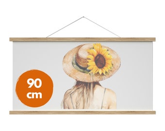 Barre à affiches 90 cm, cadre pour affiches, cadre photo magnétique, barre à photos 90 cm, bois de chêne