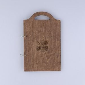Portamenús de madera A5-A4, Portamenús grabado, Carpeta de menú de restaurante, Portada de menú de cafetería, Tablero de menús, Libro de menús, Portada de menú personalizada 10683