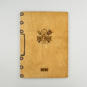 Portamenús de madera A5-A4, portamenús grabado, carpeta para menú de restaurante, portamenús de cafetería, tablero de menú, libro de menú, portamenús personalizado 10864
