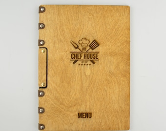 Wooden Menu Holder A5-A4, Engraved Menu Holder, Restaurant Menu Folder, Cafe Menu Cover, Menu Board, Menu Book, Custom Menu Cover 10864