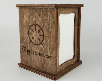 Personalized Wooden Napkin Dispenser with Logo, Restaurant Napkin Holders, Farmhouse Custom Napkin Holder, Rustic Napkin Holder, 10403
