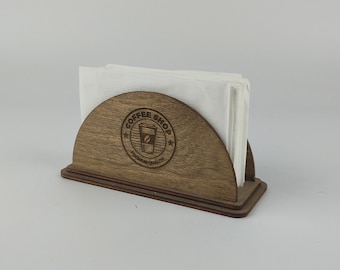 Personalized Wooden Napkin Holder with Logo, Restaurant Napkin Holders, Kitchen Custom Napkin Holder, Rustic Napkin Holder, 10496