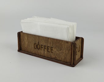 Personalized Wooden Napkin Holder with Logo, Restaurant Napkin Holders, Kitchen Custom Napkin Holder, Rustic Napkin Holder, 10515