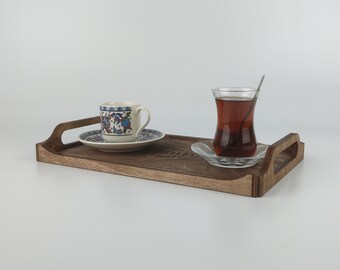 Personalized Wood Serving Tray with Logo, Restaurant Serving Tray, Customized Wedding Gift 10570