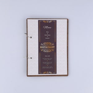 Portamenús de madera A5-A4, Portamenús grabado, Carpeta de menú de restaurante, Portada de menú de cafetería, Tablero de menús, Libro de menús, Portada de menú personalizada 10680
