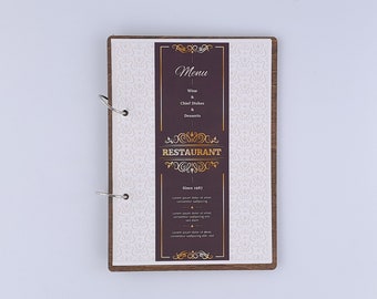 Wooden Menu Holder A5-A4, Engraved Menu Holder, Restaurant Menu Folder, Cafe Menu Cover, Menu Board, Menu Book, Custom Menu Cover 10680
