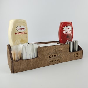 Porta tovaglioli in legno personalizzato con logo, contenitore rustico per sale, pepe, zucchero, condimento, contenitore per barbecue, contenitore per fattoria, 10593
