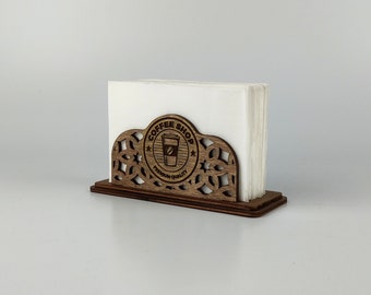Personalized Wooden Napkin Holder with Logo, Restaurant Napkin Holders, Kitchen Custom Napkin Holder, Rustic Napkin Holder, 10731