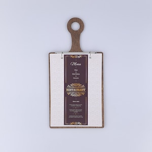 Wooden Menu Holder A5-A4, Engraved Menu Holder, Restaurant Menu Folder, Cafe Menu Cover, Menu Board, Menu Book, Custom Menu Cover, 10686