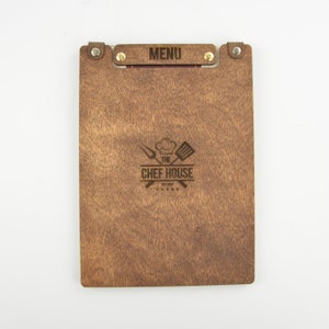 Portamenús de madera A5-A4, Portamenús grabado, Carpeta de menú de restaurante, Portada de menú de cafetería, Tablero de menús, Libro de menús, Portada de menú personalizada 10863