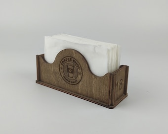 Personalized Wooden Napkin Holder with Logo, Restaurant Napkin Holders, Kitchen Custom Napkin Holder, Rustic Napkin Holder, 10512