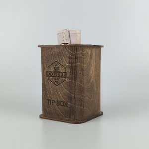 Personalized Wooden Tipping Box, Restaurant Tip Box, Custom Money Box, Wooden Donation Box, Charity Box, Wood Piggy Bank 10736