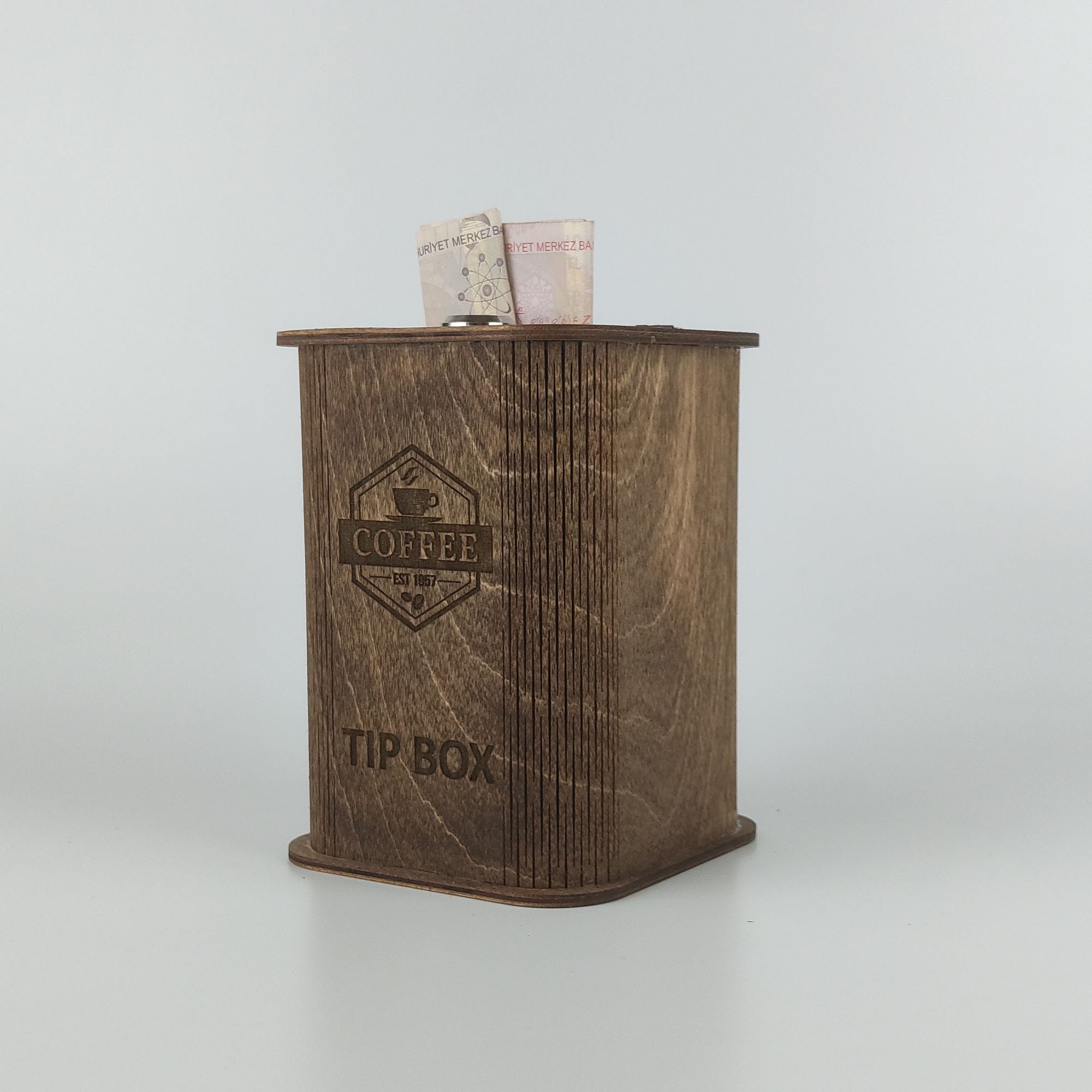 Personalized Wooden Tipping Box, Restaurant Tip Box, Custom Money Box, Wooden Donation Box, Charity Box, Wood Piggy Bank 10736