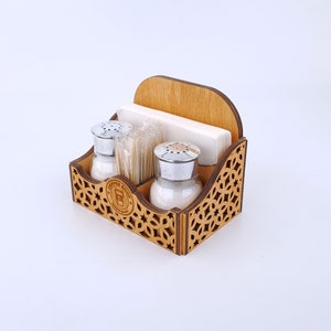 Porta tovaglioli in legno personalizzato con logo, contenitore rustico per caffè, sale, pepe, zucchero, condimento, contenitore per barbecue, contenitore per fattoria, 10710