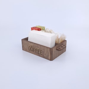 Organizador de servilletas de madera personalizado con logotipo, almacenamiento rústico de café, sal, pimienta, azúcar, condimentos, recipiente para barbacoa, recipiente de granja, 10597
