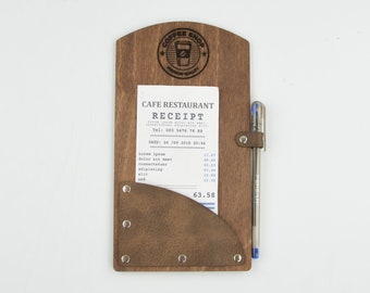Wooden Bill Holder, Restaurant Check Holder, Check Presenter Tray, Receipt Presenter, Bar Cafe Bill Presenter, 10866