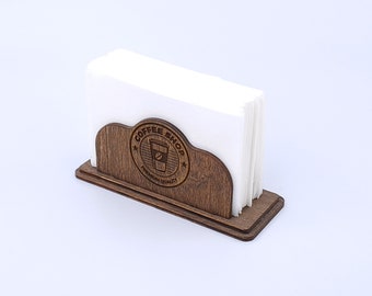 Personalized Wooden Napkin Holder with Logo, Restaurant Napkin Holders, Kitchen Custom Napkin Holder, Rustic Napkin Holder, 10547
