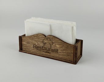 Personalized Wooden Napkin Holder with Logo, Restaurant Napkin Holders, Kitchen Custom Napkin Holder, Rustic Napkin Holder, 10494