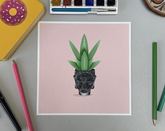 Buddha & Botanicals — Procreate Illustration | Square Giclée Unframed Print | 8x8" or 12x12"