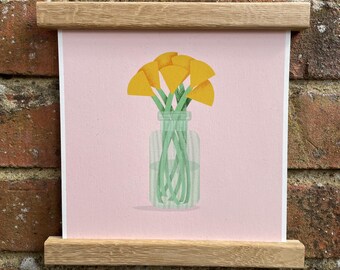 DIGITAL DOWNLOAD — 'Green Glass & Daffodils' | Procreate Illustration | Square Printable Wall Art