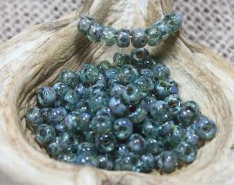 6/0 Aqua Picasso Miyuki Seed Bead (10g) (B0225), Transparent Turquoise Picasso, Turquoise blue picasso, Transparent Sea foam picasso beads