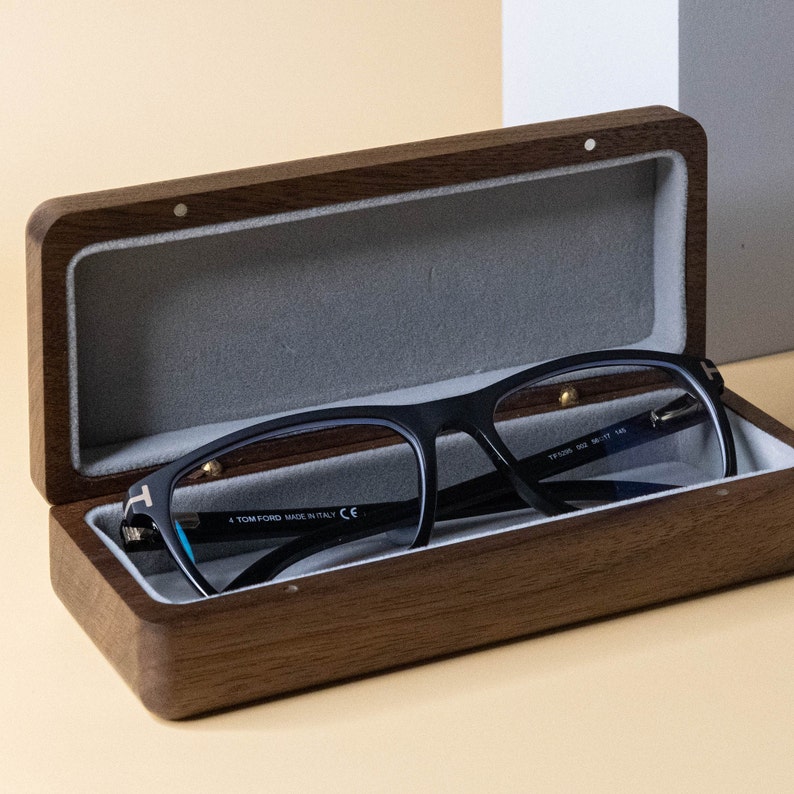 Walnut Wood Eyeglasses Case Modern Vintage Style Eyeglasses Holder Spectacle Case Free Custom