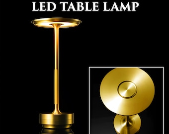 Aluminum Cordless LED Table Lamp, 3 Color Touch Control Rechargeable Lamp, Nightstand Lamp for Restaurant Bar Bedroom Living Room Dinner