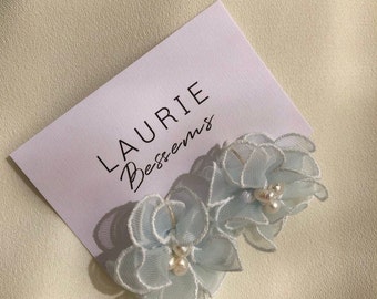 somthing blue floral bridal earrings