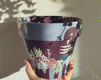 Indoor pot / Hand painted / With drainage hole / 15cm diameter pot / Pots / Terracotta