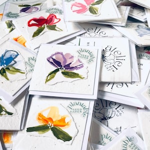 mini Plantable Seed Paper Cards - Hand Painted Abstract Florals - Eco Friendly Products - Handmade Stationery - Floral Art - Wildflower Card