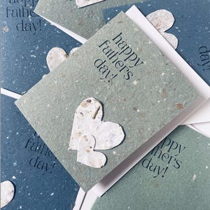 Cartões artesanais de coração para o Dia dos Pais, cartão ecológico, cartão reciclado, presentes para pais, cartões de aniversário, papel feito à mão, papel reciclado