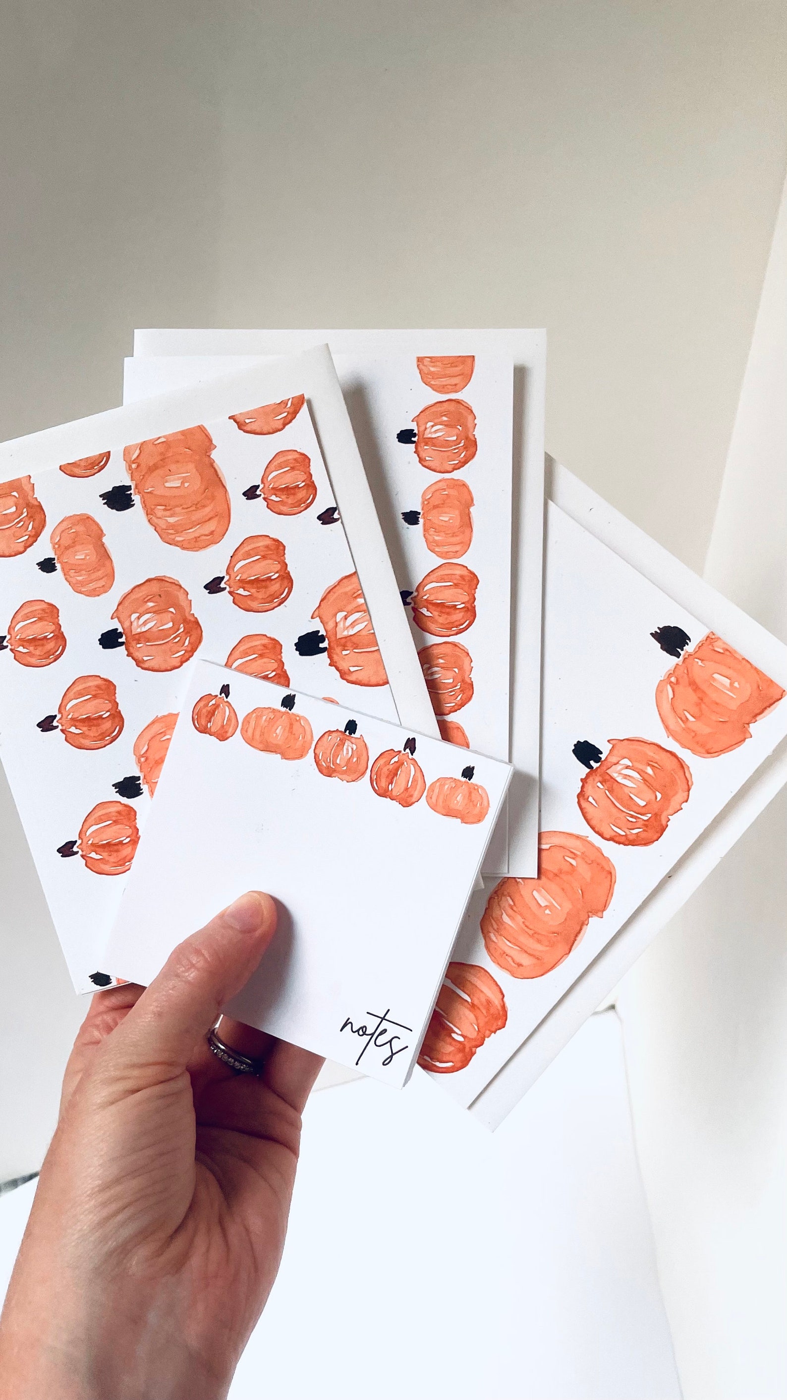 Handmade Pumpkin Stationery Set, Fall Pumpkin Teacher Notepad, Stickers