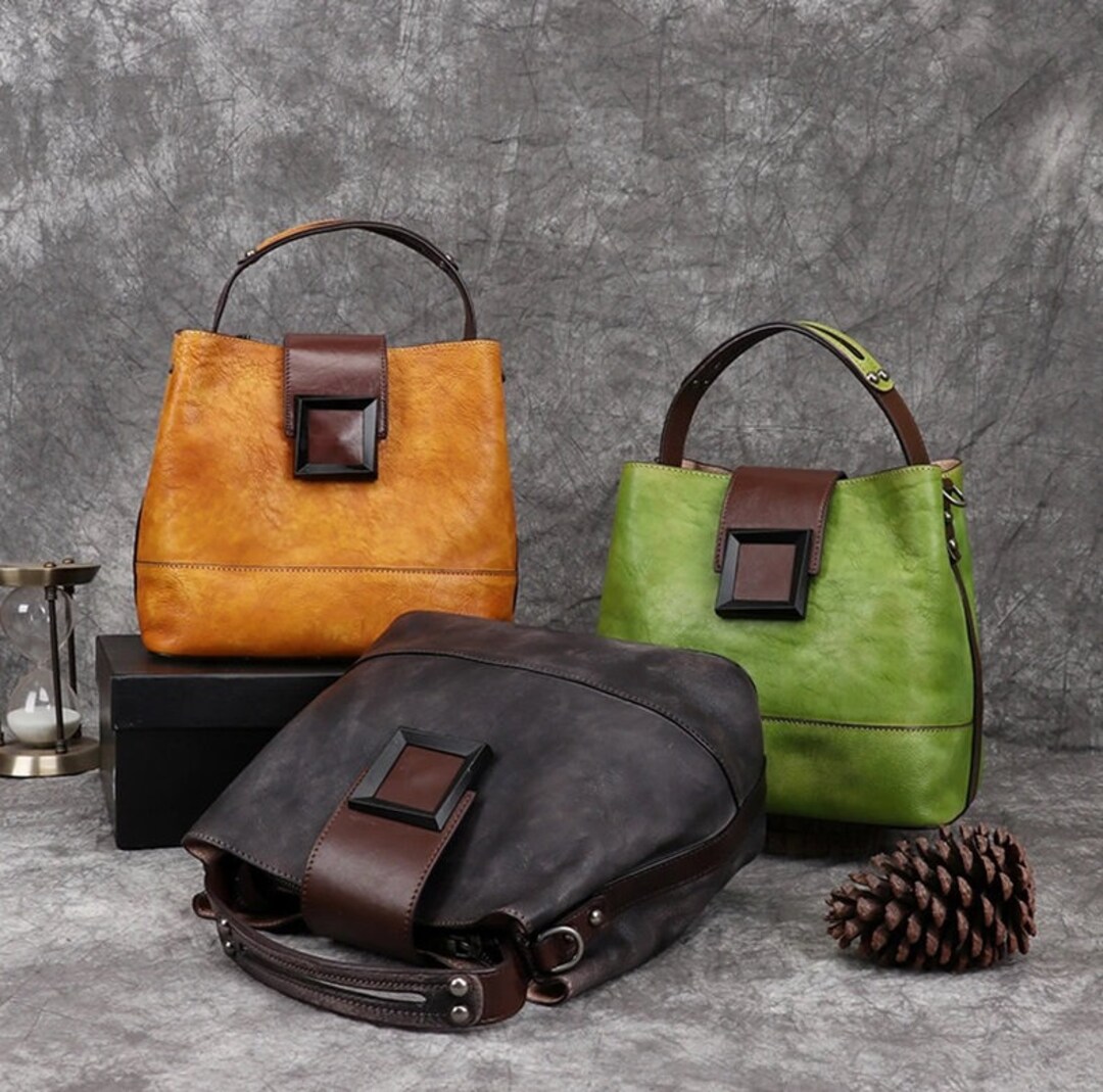 Handmade Women's Bag Retro Genuine Leather Shoulder Bags Etsy