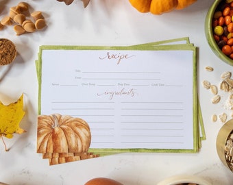 Fall Recipe Cards | Pumpkin Recipes Cards | Autumn Recipe Cards | Thanksgiving Recipe Cards | Recipe Card Set | Gift for Baker