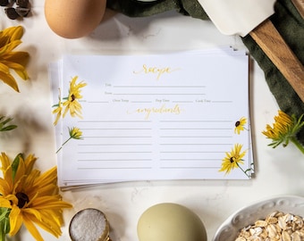 Black-eyed Susan Recipe Cards | Rudbeckia Recipe Cards | Floral Recipe Cards | Gift for Baker | Bridal Shower Gift | Garden Girl